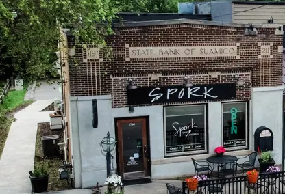 Victory Village - Spork catering business in old bank building